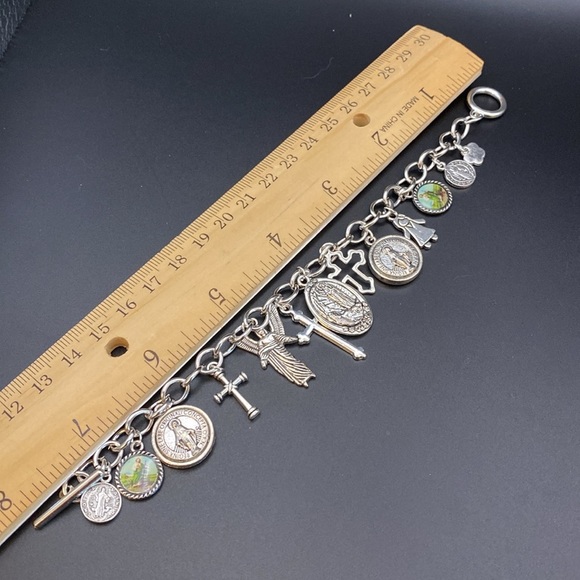 Silver Plated Religious Charm Bracelet - Picture 8 of 8